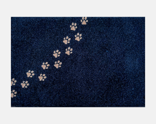 Paw Print Personalised Doormat | Black & Beige