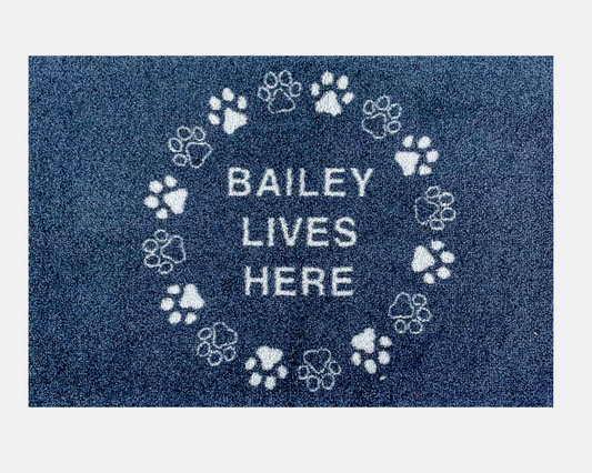 Paw Wreath Personalised Doormat | Dark Grey