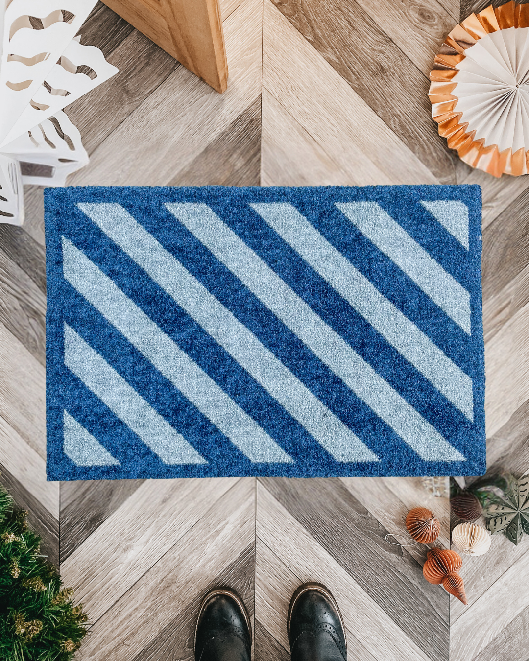 Candy Cane Lane Doormat | Blue