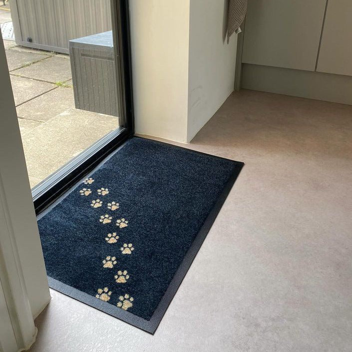 Paw Print Doormat | Black & Beige