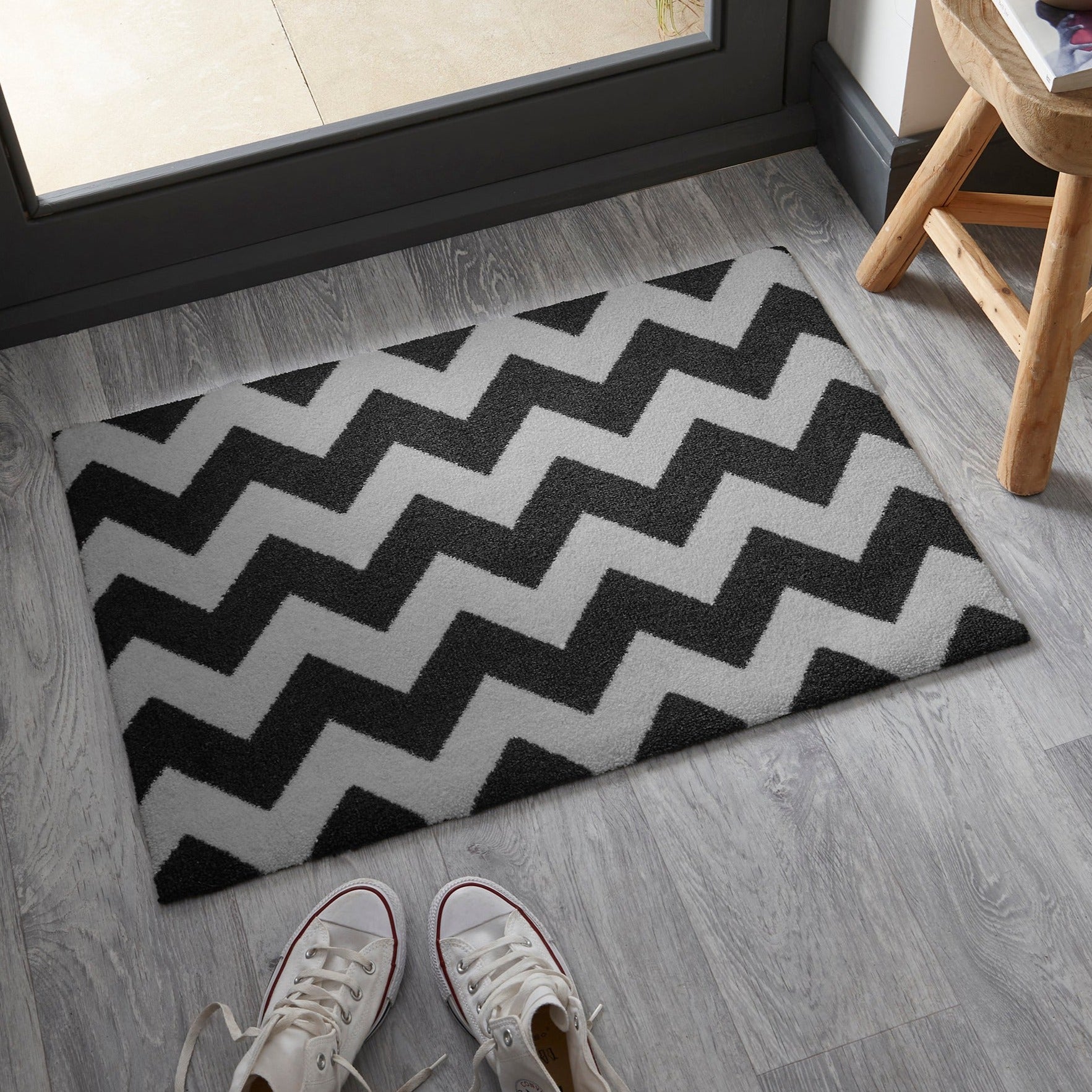 Chevron Doormat | Black & Grey