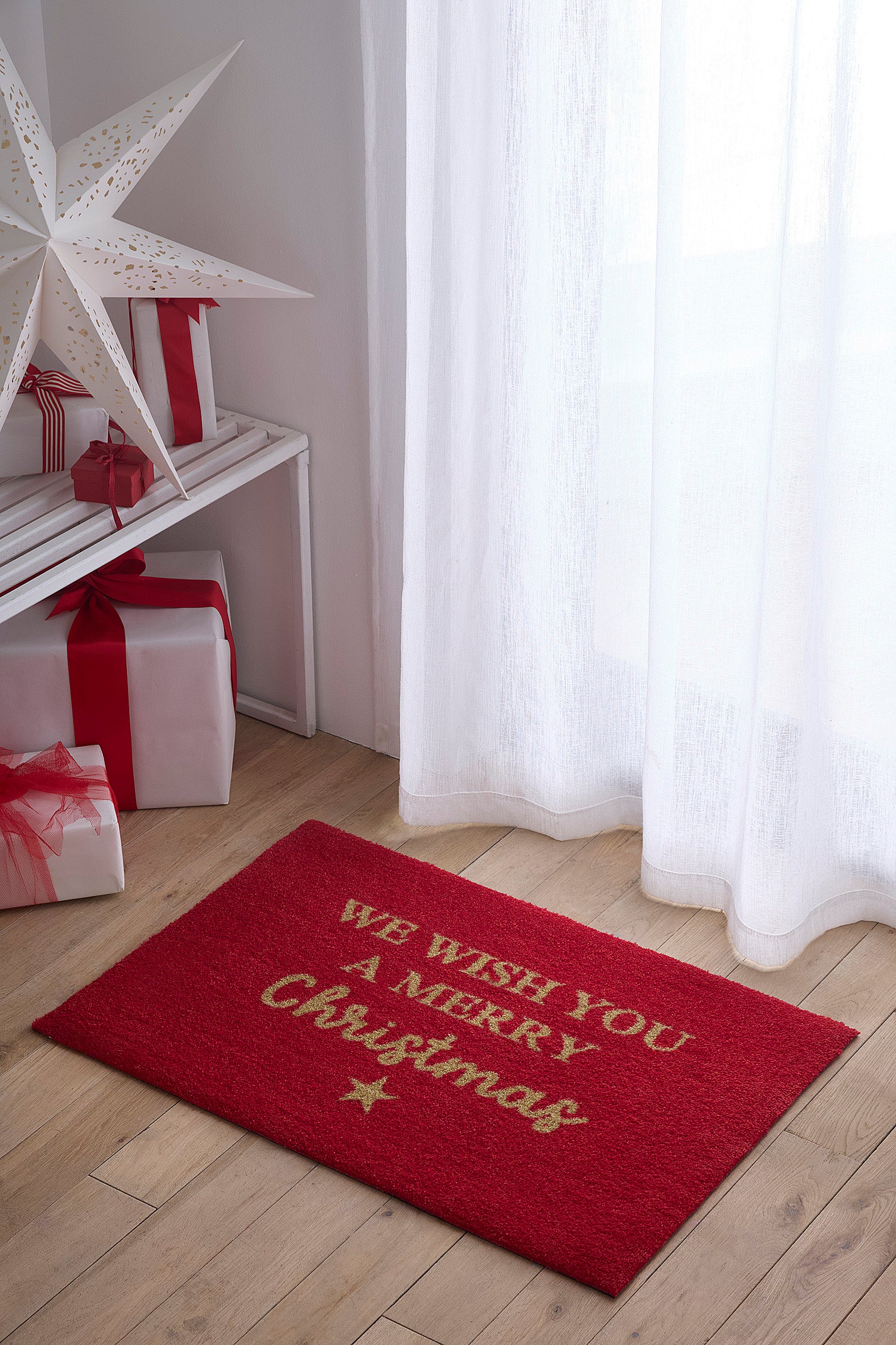 Merry Christmas Door Mat | Red