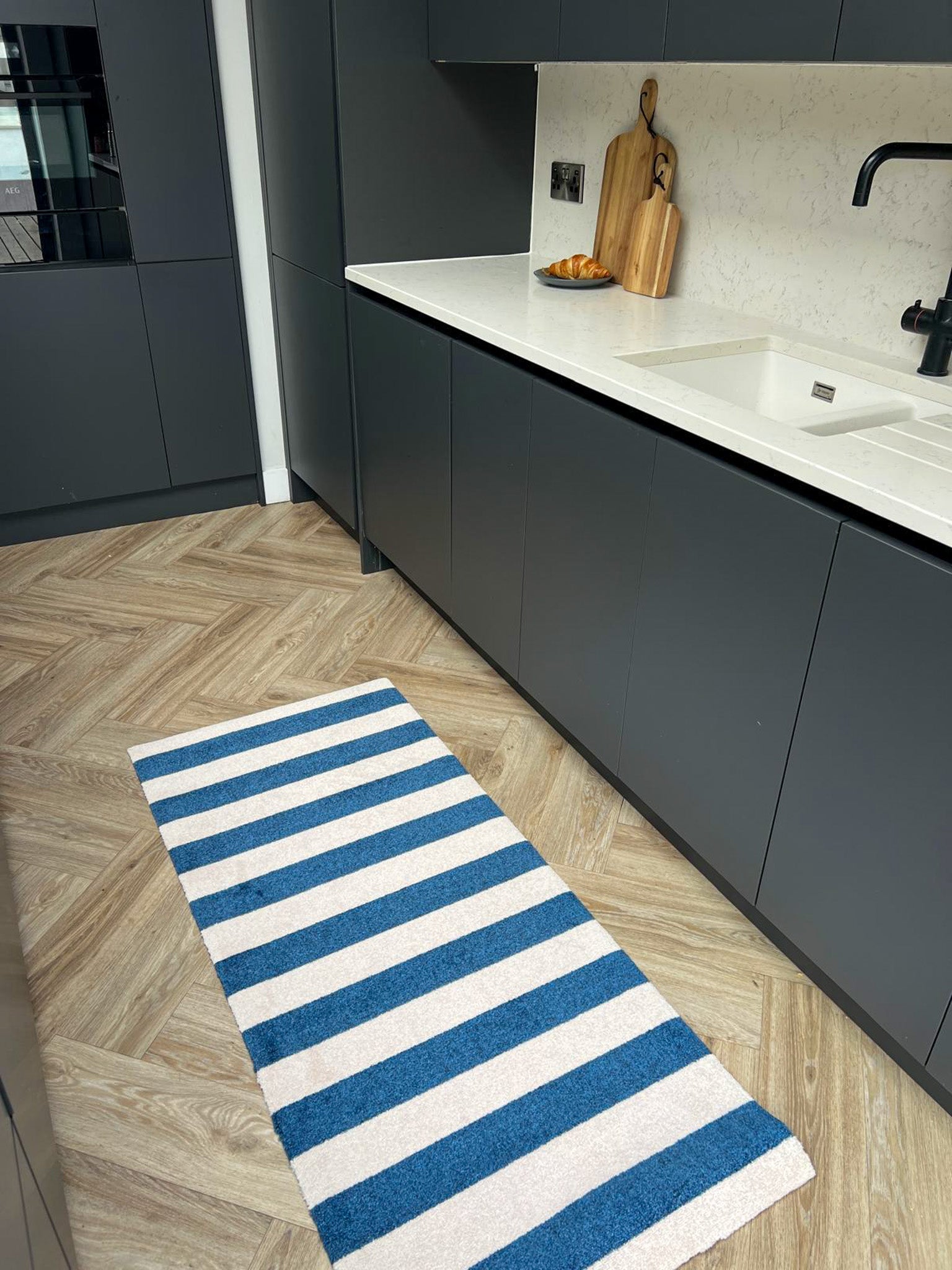 Patio Doormat | Stripe in Navy & Vanilla