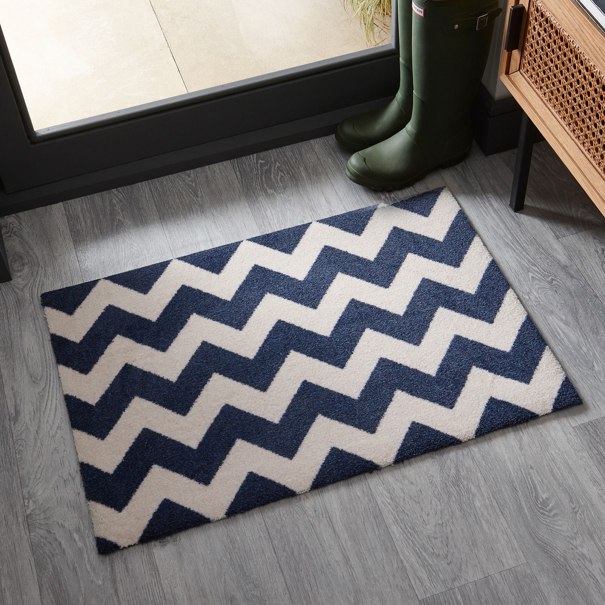 Chevron Doormat | Navy & Vanilla